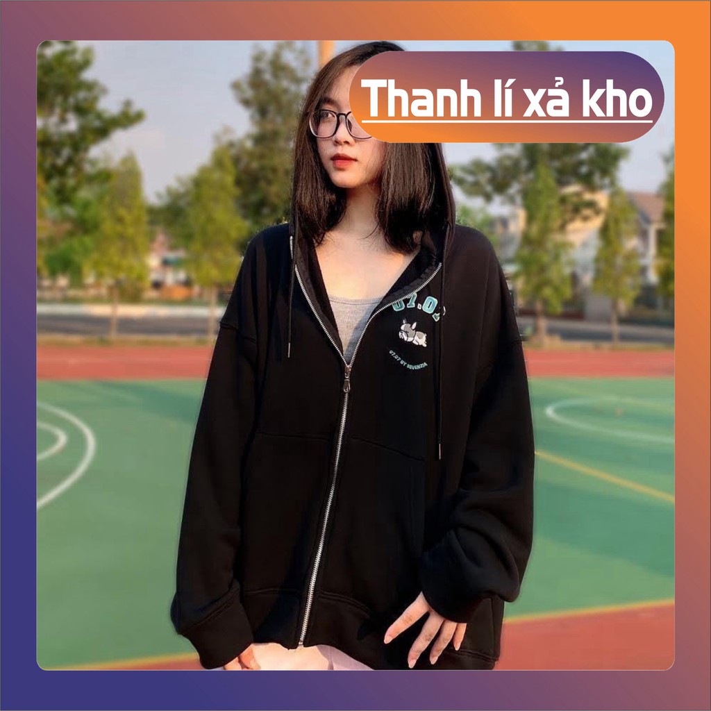 HOODIE JACKET 07 SE.VEN.ZIA UNISEX - PUPPY เสื้อแจ็คเก็ตผ้าฟลีซพิมพ์ลาย 07.07 BLUE DARK - LAZY PUPPY