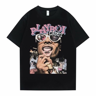 [S-5XL] เสื้อยืด ทรงหลวม พิมพ์ลาย Salute Rapper Playboi Carti สไตล์ฮิปฮอป ฮาราจูกุ สีดํา แฟชั่นสําหรับผู้ชาย และผู้หญิง