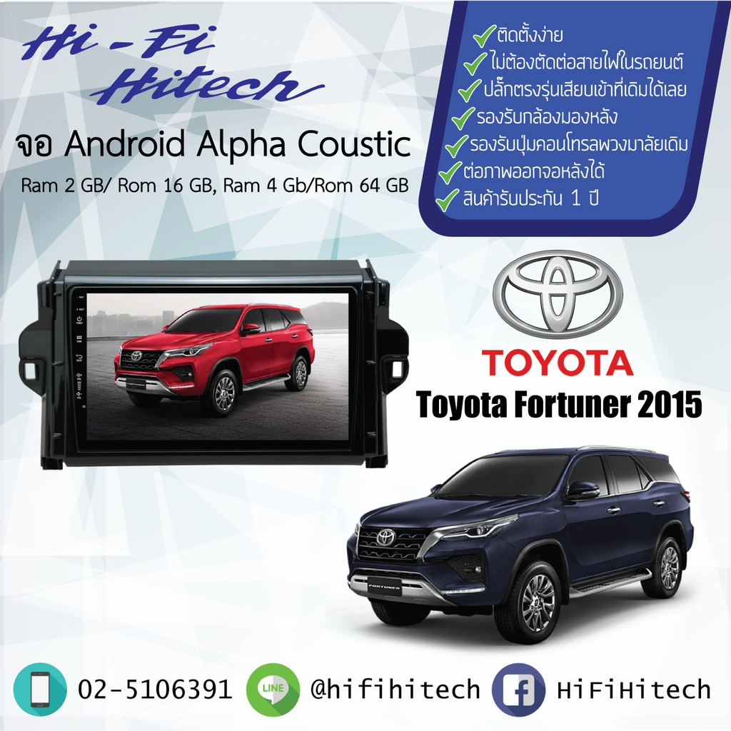 จอAndroid รถ Toyota Fortuner 2015-2020 ALPHA COUSTIC จอแอนดรอย์อัลฟ่าคูสติก เครื่องเสียงติดรถยนต์ วิ
