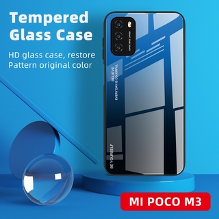 เคสมือถือกระจกนิรภัยไล่โทนสีสําหรับ Xiaomi Poco M3X3 Nfc Mi 10 T Pro 10T Lite