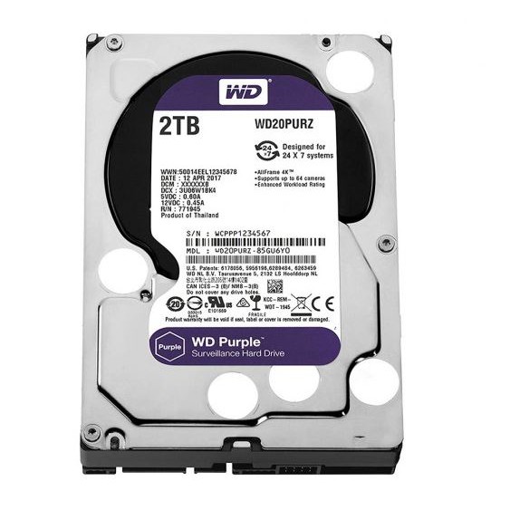 Harddisk 2.0 TB ยี่ห้อ WD PURPLE 2.0 TB(WD20PURX)