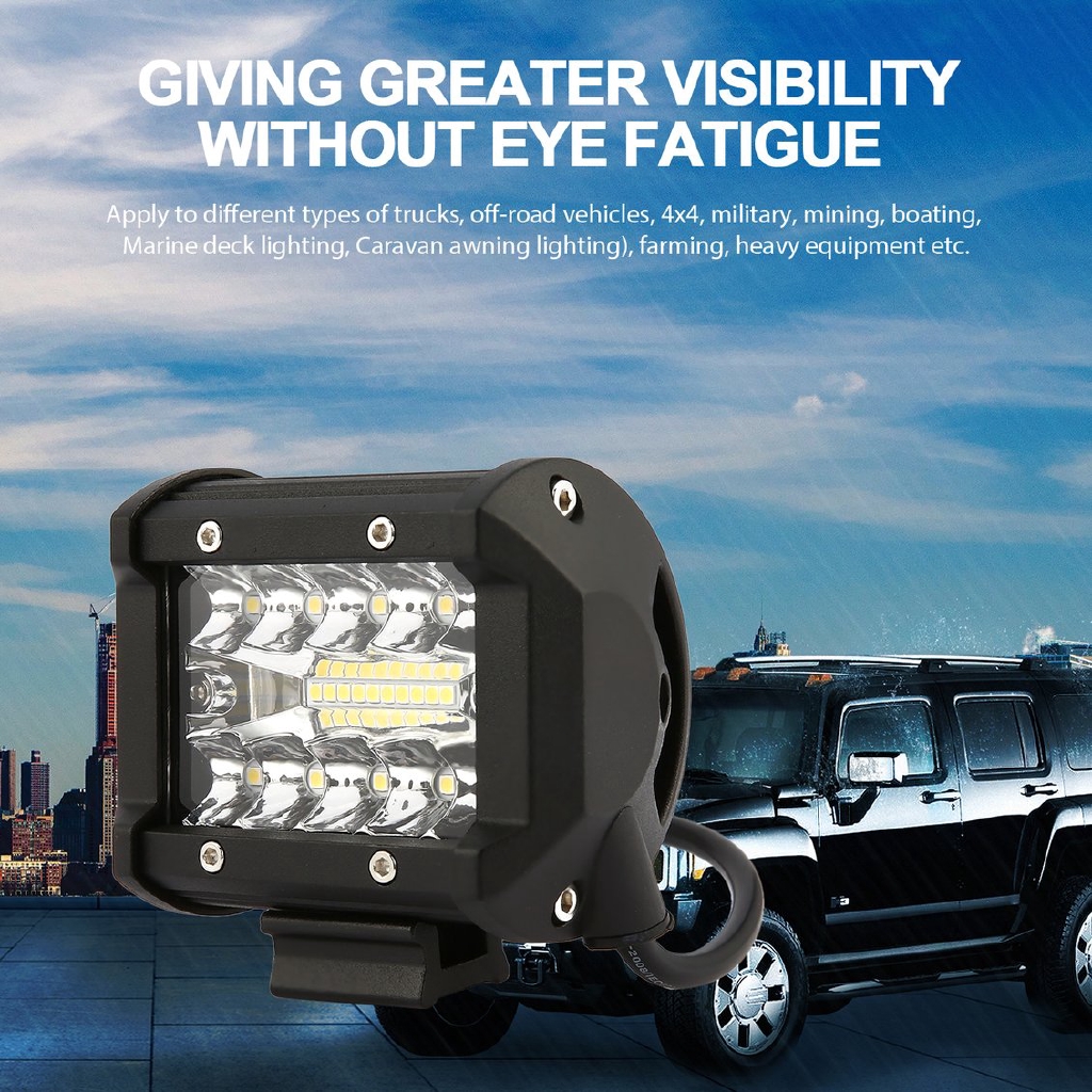 4inch 36w Spot Led Work Light Bar Dual Color Tri Row Suv Car Off Road Truck