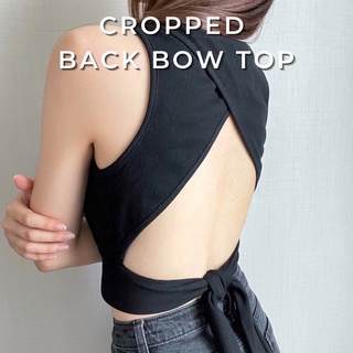 HAJIN.CO - CROPPED BACK BOW TOP (เสื้อครอป, เสื้อกล้ามครอป, เสื้อแขนกุดครอป, เสื้อเว้าหลัง, เสื้อผูกหลัง)