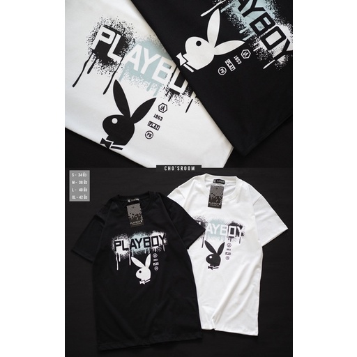 พร้อมส่งPLAYBOY เสื้อยืดเพลบอย งานสกรีนช่วงลำตัวแน่นๆ ผ้าคอตตอนล้วนนิ่มใส่สบาย เสื้อทรงตรงใส่ได้ทั้งชายและหญิง
