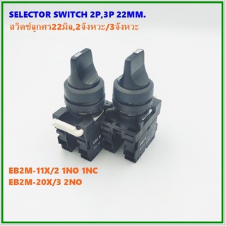 TYPE: EB2M-11X/2,EB2M-20X/3 SELECTOR SWITCH 22MM,2WAY/3WAY สวิตช์ลูกศร 22มิล, 2จังหวะ 1NO 1NC/3จังหวะ 2NO Ith: 10A