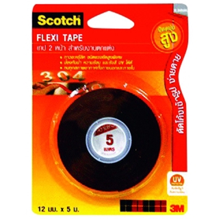 ✨นาทีทอง✨ สก๊อตช์ 3M เทป 2 หน้า สีดำ ขนาด 12มม. x 5ม. Scotch 3M Flexi Tape Color Black Size 12mm X 5m