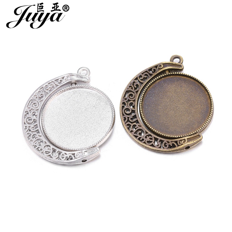 10 ชิ้น/ล็อต 25 มม.สองด้านหมุนได้ Cabochon จี้ถาด Fit 25 มม.แก้วสําหรับสร้อยคอจี้ DIY เครื่องประดับทําอุปกรณ์เสริม