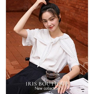 เสื้อ Rabbit Shirt จาก Iris Boutique ของใหม่ป้ายห้อย ไซส์ S ปกด้านหน้าผูกได้