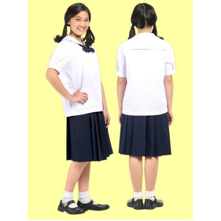 เสื้อนักเรียนปกทหารเรือ เสื้อนักเรียนหญิงม.ต้น ตราสมอ แท้100% ราคา ถูกที่สุด ดีลบีเคเค แกลเลอรีภาพที่ 2
