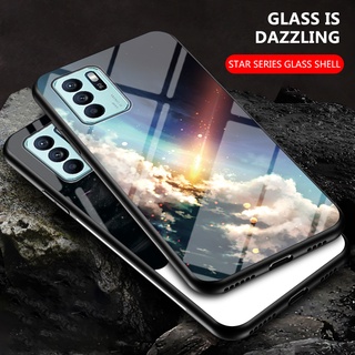 Luxury Starry Sky Glass เคสแข็ง เคสโทรศัพท์ สำหรับ Phone Case for OPPO RENO 6Z  RENO6Z RENO  6 Z 5G ไล่ระดับสี แก้วเคสโทรศัพท์สำหรับ อุปกรณ์ Hard Case for Reno6 Z 5G Hard Cover
