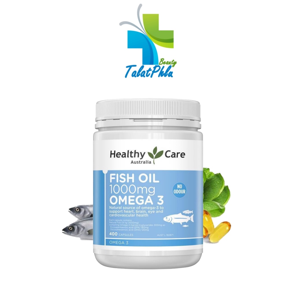 Healthy Care Fish Oil Omega 3 เฮลตี้ แคร์ ฟิช ออย [1000 mg.] [1 กระปุก] น้ำมันปลา บำรุงสมอง