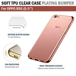 Qcase-เคสใส ผิวนิ่ม ขอบสี สำหรับ OPPO R9S เคส ใส - Soft TPU Clear Case Plating for OPPO R9S