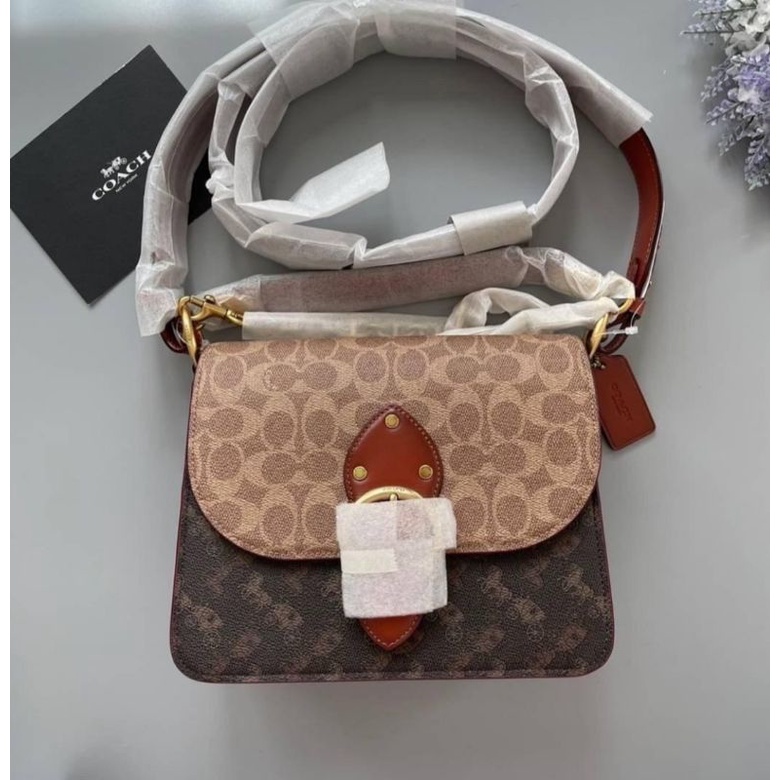 Coach Beat Shoulder Bag In Signature Canvas With Horse And Carriage