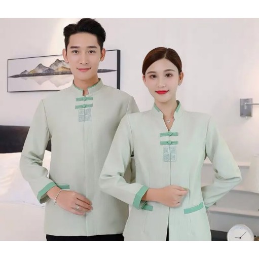 Hot sale เสื้อยูนิฟอร์ม ชุดทำงาน ชุดแม่บ้าน ชุดพนักงานเสริฟ(L-5XL)