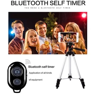 คลังสินค้าพร้อม Bluetooth Shutter Release Remote สําหรับโทรศัพท์/แล็ปท็อป/แท็บเล็ต/PC Mini Wireless Camera Shutter พร้อมแบตเตอรี่ฟรี