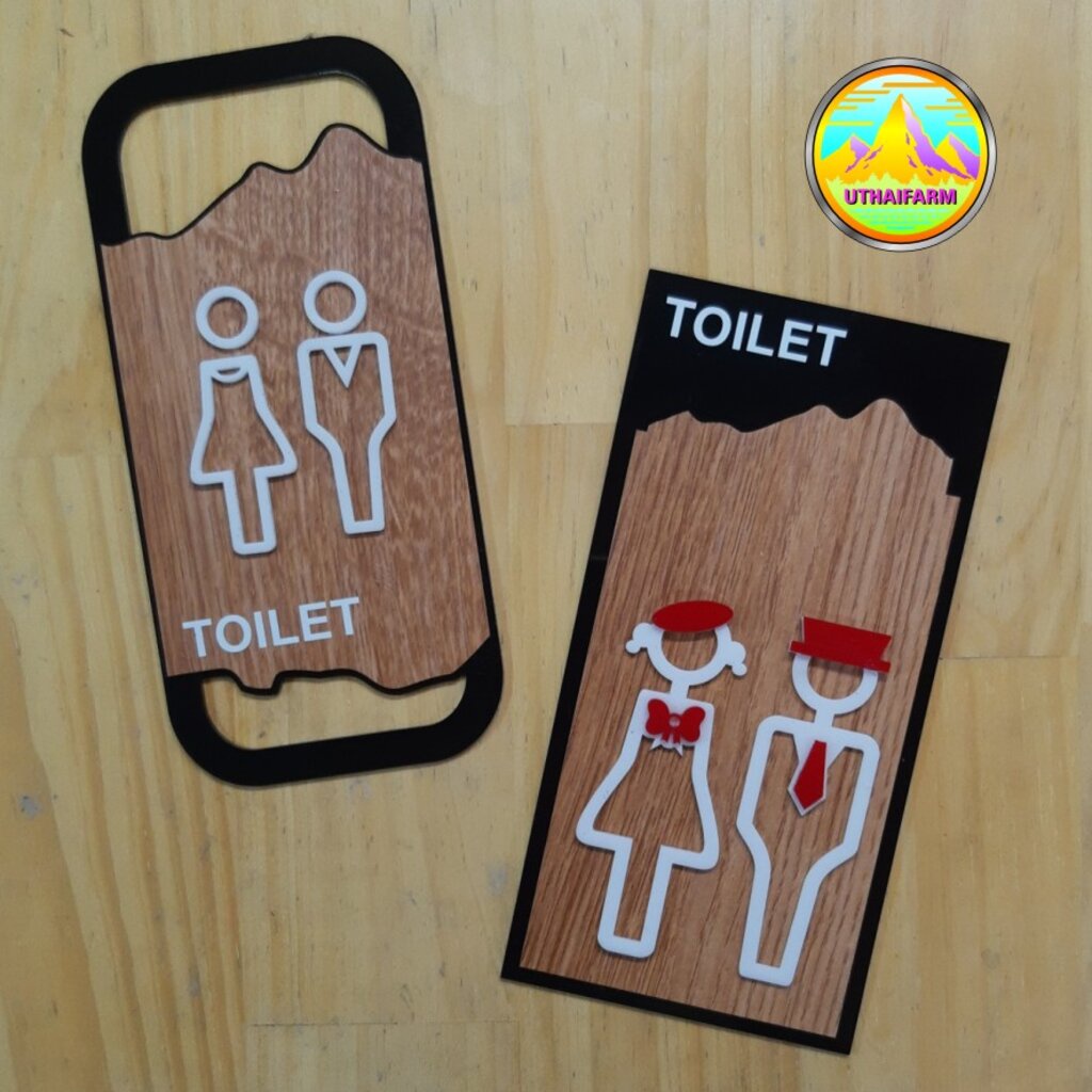 ป้ายห้องน้ำ หญิง-ชาย งานอะครีลิค 2สไตล์ อาร์ต ๆน่ารักๆ [bowtie no.350-351]   T-CUTE