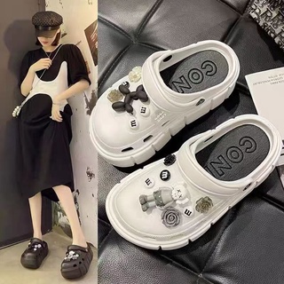 crocsรองเท้าแตะเพิ่มความสูงสไตล์ใหม่ฤดูร้อน 2021 สําหรับผู้หญิง 5 เซนติเมตร รองเท้าเด็กสวยๆ