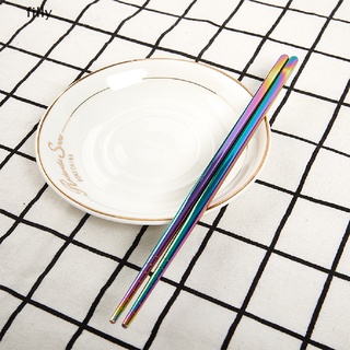 [FILLY] 1 Pair Chopsticks Non-Slip Chinese Stainless Steel Reusable Metal Chopstick DFG