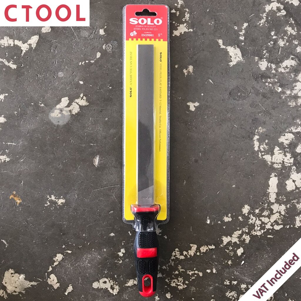 ตะไบแบนหยาบพร้อมด้าม 8 นิ้ว รุ่น 221-8" Solo ของแท้ - Authentic Flat Bastard Hand File - ซีทูล Ctool
