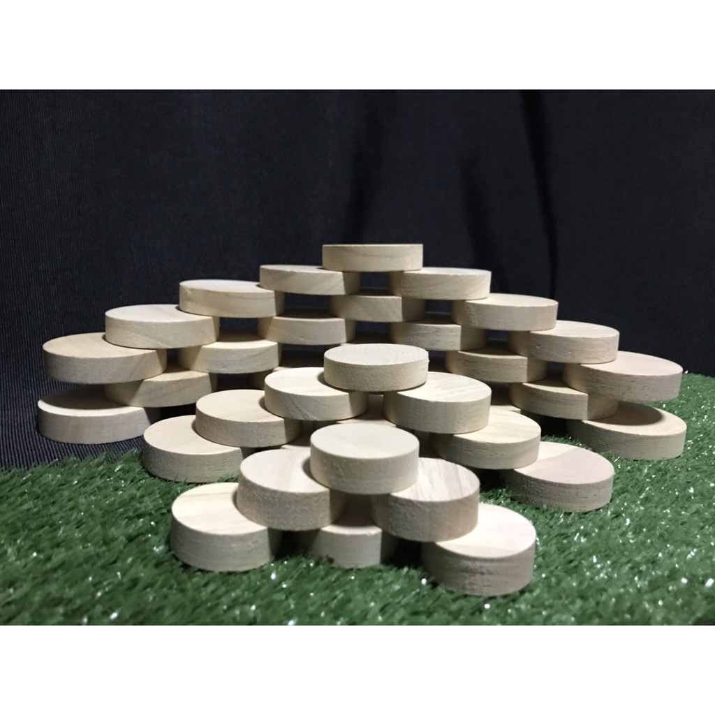 แผ่นไม้วงกลม ราคายกโหล ( 12 ชิ้น ) DIY สต็อคเยอะ สั่งเลย งานประดิษฐ์ บล็อกไม้ เศษไม้