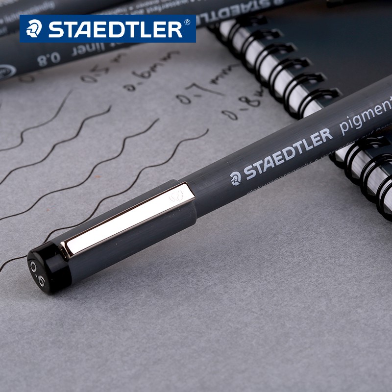 Staedtler 308 Pigment Liner Professional Line Pen สีดํา ขนาด 12 จังหวะ (0.05mm-2.0mm)