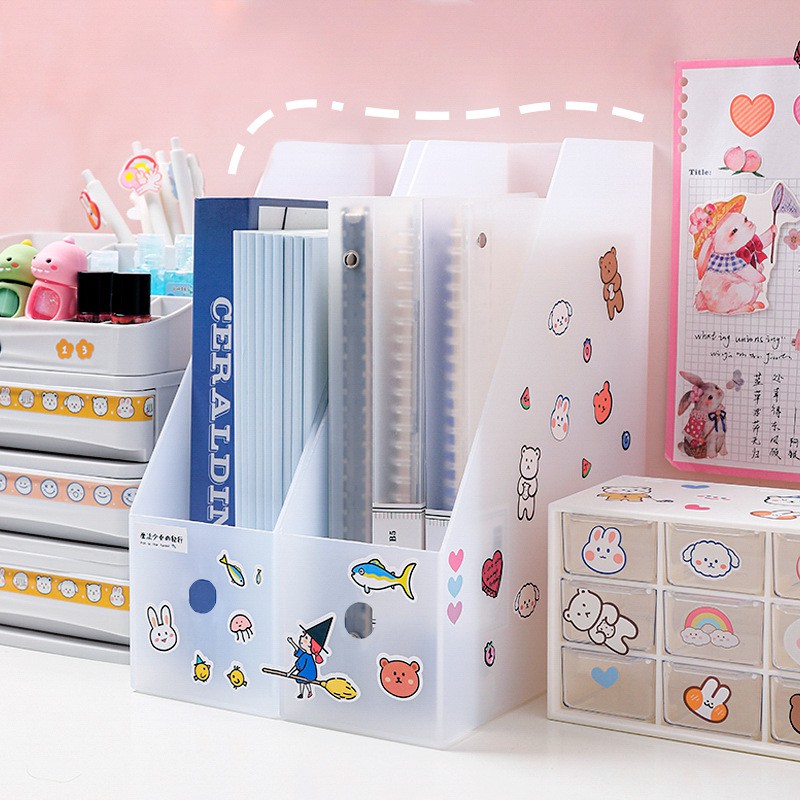 YIWUSHOP ปลีก/ส่ง กล่องเก็บของอเนกประสงค์ กล่องเก็บหนังสือพับได้ล่องเก็บเอกสาร กล่องใส่หนังสือบนโต๊ะ กล่องหนังสือแบบใส