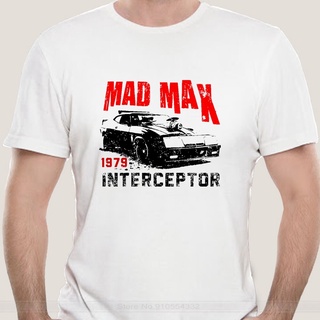 เสื้อยืดลําลอง ผ้าฝ้าย แขนสั้น พิมพ์ลาย Mad Max Interceptor 1979 สีขาว สไตล์วินเทจ สําหรับผู้ชาย