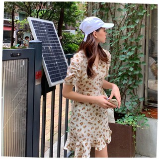 เดรสสีครีมชายระบายเดรสใส่ทำงาน เดรสใส่เที่ยว