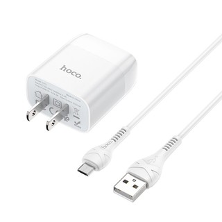 ชุดหัวชาร์จและสายชาร์จ Hoco Wall charger “C73 Glorious” US plug dual USB set with cable for MicroUSB