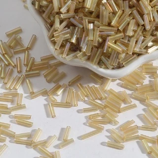 [300 ชิ้น] ลูกปัดแก้ว ทรงกระบอก ชุบสี หลอดยาว สําหรับทําเครื่องประดับ DIY
