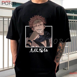 เสื้อยืดผ้าฝ้ายพรีเมี่ยม 2022 Jujutsu Kaisen Itadori Yuji Men Short Sleeve T-shirts Loose Harajuku Printed Men Anime Clo