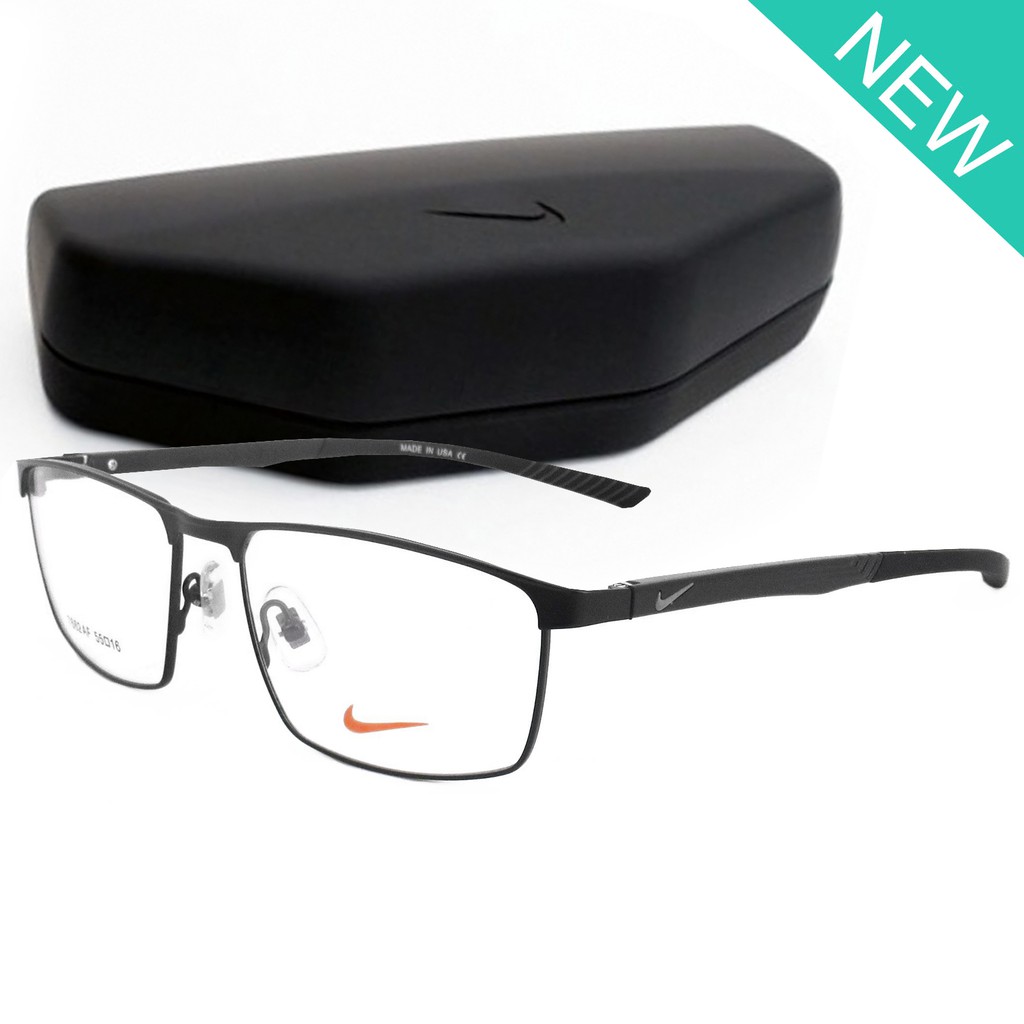 Nike Fashion แว่นตา สีดำ กรอบแว่นตา กรอบเต็ม ขาข้อต่อ วัสดุ สแตนเลส สตีล (สำหรับตัดเลนส์) Eyewear To