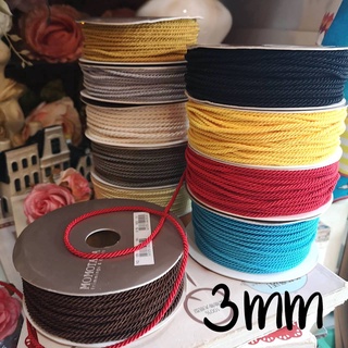 3mm 90cm 1pcs เชือก เชือกเกลียวทอง (มีให้เลือกหลายสี) ขนาด 3 มิล จำนวน 1y สินค้าพร้อมส่ง