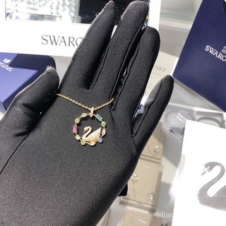 Original แท้จริง Swarovski Elegant Womens New Golden Rainbow Swan สร้อยคอ WZl0 lqc8