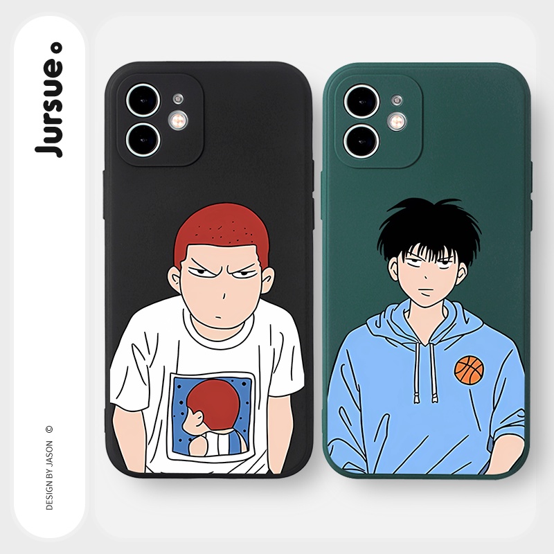 JURSUE เคสไอโฟน เคสซิลิโคนนุ่มขอบเหลี่ยมกันกระแทกการ์ตูนอนิเมะตลก เคสโทรศัพท์ Compatible for iPhone 16 15 14 13 12 11 Pro Max SE 2020 X XR XS 8 7 Plus พลัส Y2383