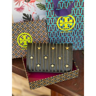 กระเป๋าสตางค์ ของแท้ Tory Burch Fleming Star Stud Medium Wallet กระเป๋าสตางค์ขนาดกลาง