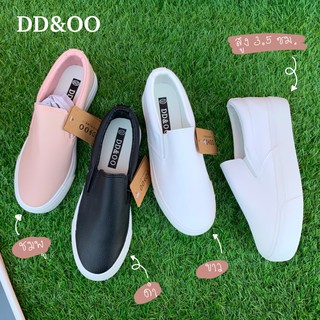 (พร้อมส่ง 🇹🇭) รองเท้าสลิปออนหนังนิ่ม DD&amp;OO สูง 3.5 ซม.| P42