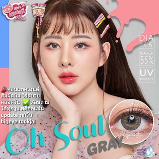 💖 Kitty Kawaii ๑ Oh soul dia 14.5 สายตา -00 ถึง -1000 brown gray Contactlens  บิ๊กอาย คอนแทคเลนส์ ราคาถูก แถมตลับฟรี