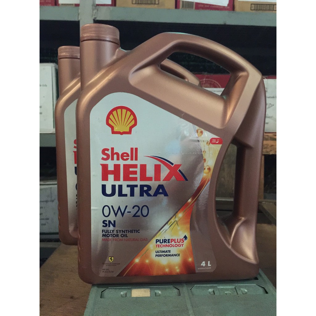 สำหรับรถใหม่ สังเคราะห์แท้ 100% SHELL HELIX ULTRA 0w-20 4 ลิตร น้ำมันเครื่อง เชลล์ เบนซิน Fully Synthetic motor oil
