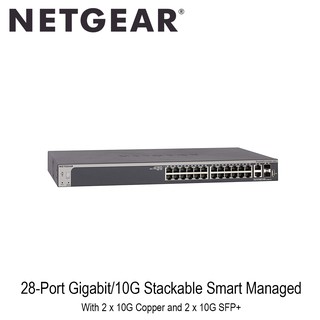 NETGEAR (GS728TX) 24-Port Gigabit Stackable Smart Managed Pro Switch  with 2x10G Copper and 2x10G SFP+ ประกันศูนย์ไทย