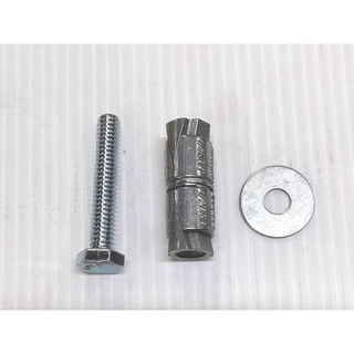 FASTENIC​ DB14​ ปุ๊กตะกั่ว1/4​ ปุ๊กตะกั่ว2หุน​ พร้อมสกรู1/4X1-1/2"ชุบขาว,แหวนอีแปะ​ ราคาต่อ1ชุด