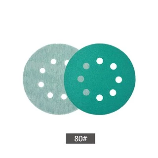 10PCS 5Inch8hole 125 มม.กระดาษทราย WetDry Hook Loop Flocking สีเขียวแผ่นขัด 60-2000
