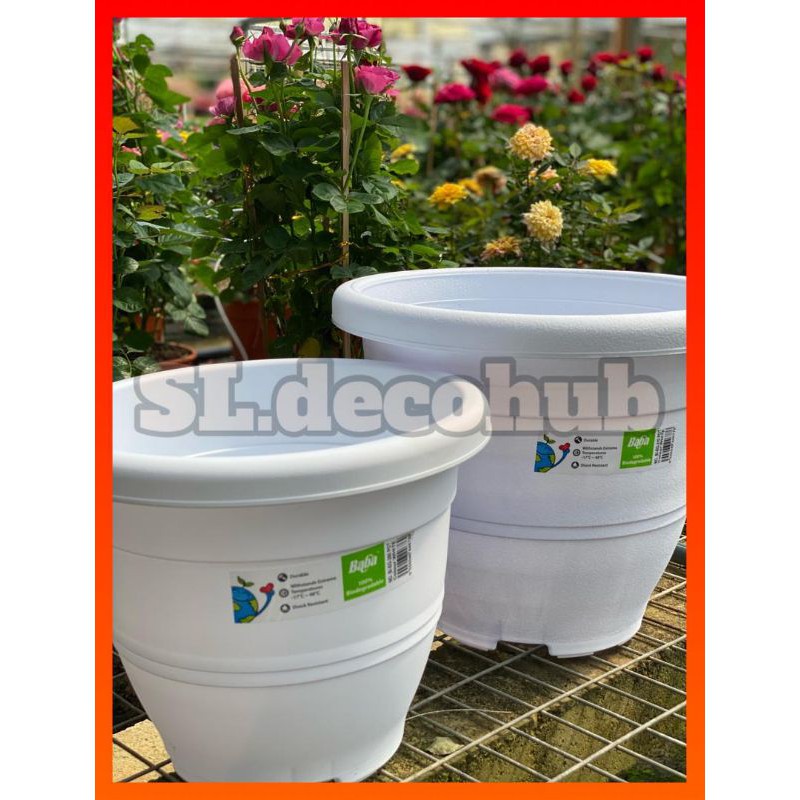 PASU @ Baba EG Series Flower Pot *EG-260 & EG-310* (WHITE) Pasu Bunga / Pasu Putih Berquality