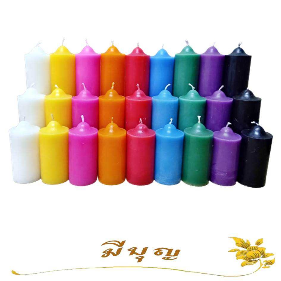 เทียนพิลล่า เทียนจุดไหว้พระ เทียนจุดบูชา เทียนสี เทียนประจำสีวันเกิด ขนาด 2 x 4 / 2 x 6 / 2 x 9*ออกใบกำกับได้*