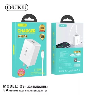 OUKU Q9 หัวชาร์จ พร้อมสายชาร์จ 3A ชาร์จเร็ว ชาร์จมือถือ​ Android​ Ios Type-C สายยาว1เมตร(แท้100%) ชุดชาร์จ 1USB 3A หัวชา