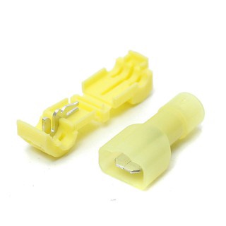 T-TAB T-TAP ตัวต่อสายไฟ ชนิด แทปสาย ไม่ต้องปอกฉนวน สามารถถอด-ใส่หางปลาได้ง่าย บรรจุ สีเหลือง10 คู่ (20 ชิ้น)