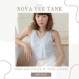 Pela.bkk - Nova Vee tank เสื้อกล้ามคอวี สีฟ้า (Baby Blue)