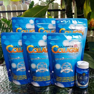 ULTIMATE COLLAGEN ( 50 กรัม 6 ซอง แถม แคลเซียม 1 ขวด) อัลติเมทคอลลาเจน ไตรเปปไทด์