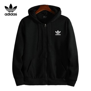 Adidas เสื้อยืดกีฬามีฮู้ดแขนยาวผู้ชายลำลอง