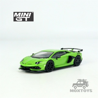 โมเดลรถยนต์ MINI GT 1:64 Lamborghini Aventador SVJ Green LHD RHD Diecast